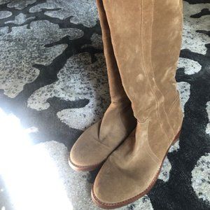 Tan beige suede tall riding boots 6